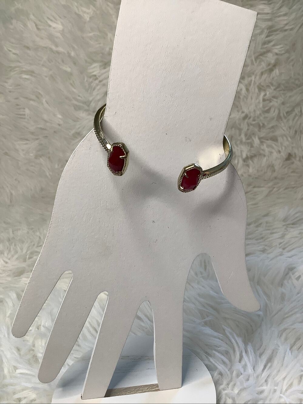 Kendra Scott Gold Tone Elton Red Stone Cuff Bangle Bracelet Minimalist F10-34